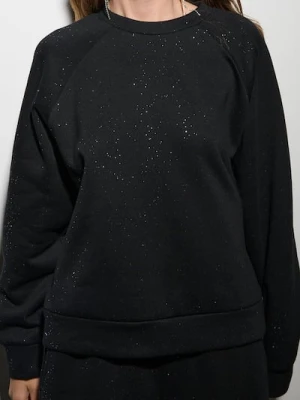 Zdjęcie produktu Sinsay - Bluza crewneck z połyskującymi aplikacjami - czarny