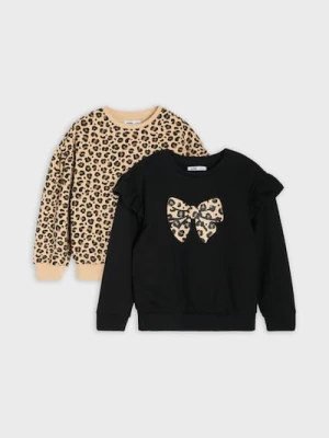 Sinsay - Bluza crewneck ze wzorem w panterkę 2 pack - wielobarwny