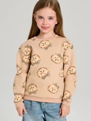 Sinsay - Bluza crewneck ze wzorkiem - beżowy