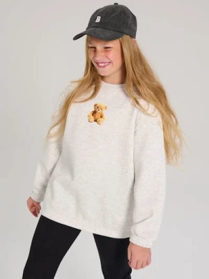 Sinsay - Bluza dresowa crewneck z nadrukiem misia - beżowy