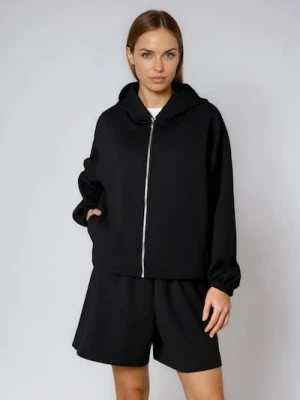 Sinsay - Bluza dresowa z kapturem i ściągaczami - czarny