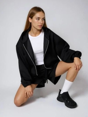 Sinsay - Bluza dresowa z kapturem i ściągaczami - czarny