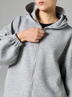 Sinsay - Bluza dresowa z kapturem i ściągaczami - szary