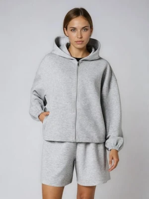 Sinsay - Bluza dresowa z kapturem i ściągaczami - szary