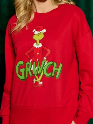 Sinsay - Bluza Grinch - czerwony