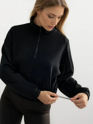 Zdjęcie produktu Sinsay - Bluza half-zip soft touch z domieszką wiskozy - czarny