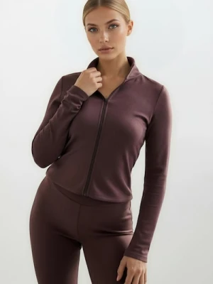 Zdjęcie produktu Sinsay - Bluza half-zip soft touch z domieszką wiskozy Gym Hard - brązowy