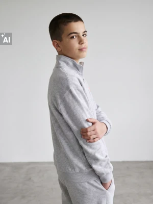 Sinsay - Bluza half-zip z bawełną - szary