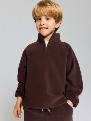 Sinsay - Bluza half-zip z polarem Active - brązowy