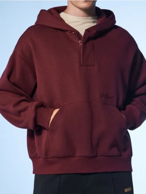 Sinsay - Bluza hoodie basic - bordowy
