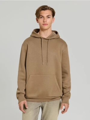 Sinsay - Bluza hoodie basic - brązowy