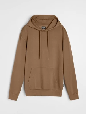 Sinsay - Bluza hoodie basic - brązowy