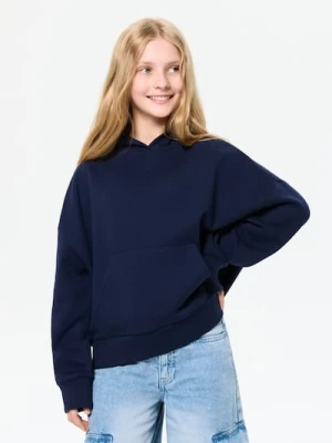 Sinsay - Bluza hoodie basic - granatowy