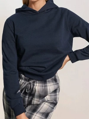 Sinsay - Bluza hoodie basic - granatowy