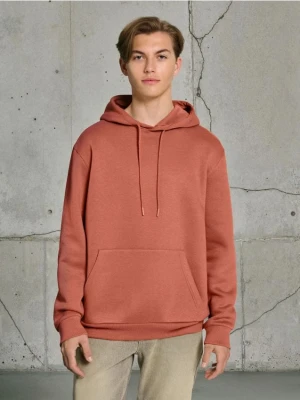 Sinsay - Bluza hoodie basic - koralowy