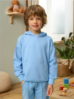 Sinsay - Bluza hoodie basic - niebieski
