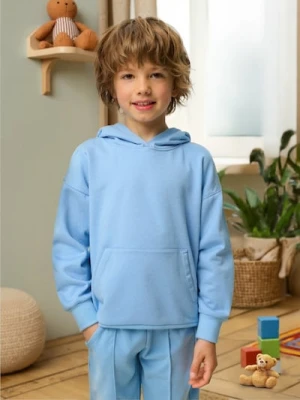 Sinsay - Bluza hoodie basic - niebieski