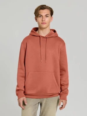 Sinsay - Bluza hoodie basic - pomarańczowy