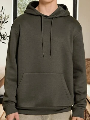 Sinsay - Bluza hoodie basic - zielony