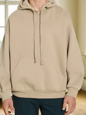 Sinsay - Bluza hoodie comfort fit - beżowy