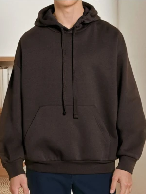 Sinsay - Bluza hoodie comfort fit - brązowy