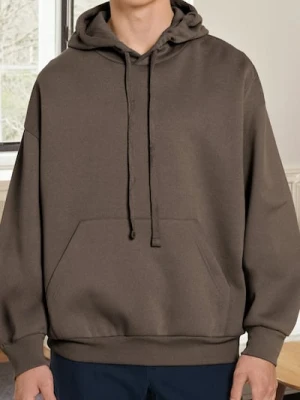 Sinsay - Bluza hoodie comfort fit - brązowy