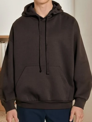 Sinsay - Bluza hoodie comfort fit - brązowy