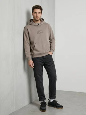 Sinsay - Bluza hoodie comfort z haftem - beżowy