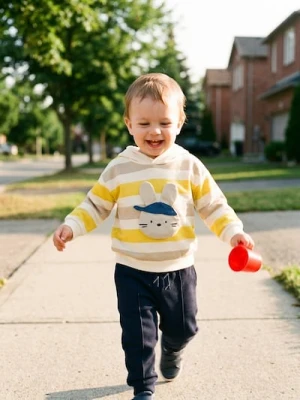 Sinsay - Bluza hoodie w paski - kremowy