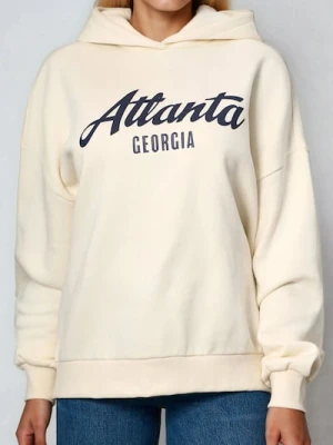 Sinsay - Bluza hoodie w stylu akademickim - kremowy