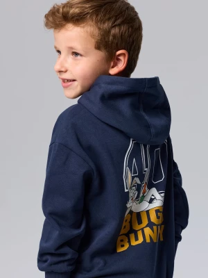 Sinsay - Bluza hoodie z bawełną Bugs Bunny - granatowy