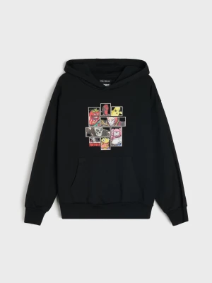 Sinsay - Bluza hoodie z bawełną z nadrukiem Fortnite - czarny