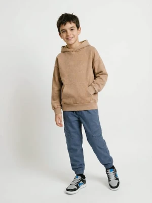 Sinsay - Bluza hoodie z efektem sprania - beżowy