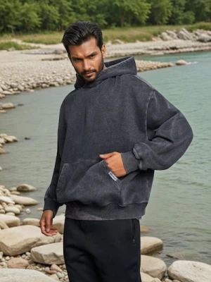 Zdjęcie produktu Sinsay - Bluza hoodie z efektem sprania - czarny