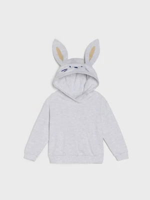 Sinsay - Bluza hoodie z elementami 3D - szary