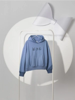 Sinsay - Bluza hoodie z haftem Hello Kitty - szary