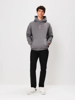 Sinsay - Bluza hoodie z haftem Peanuts - szary