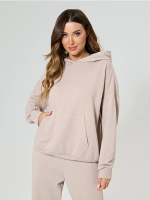 Sinsay - Bluza hoodie z kieszenią - kremowy