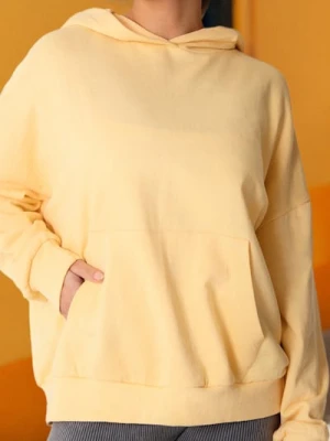 Sinsay - Bluza hoodie z kieszenią - żółty