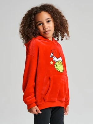 Sinsay - Bluza hoodie z motywem świątecznym Grinch - czerwony
