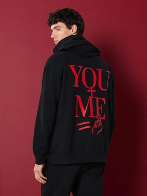 Sinsay - Bluza hoodie z nadrukiem - czarny