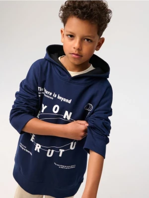 Zdjęcie produktu Sinsay - Bluza hoodie z nadrukiem - granatowy