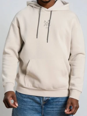 Sinsay - Bluza hoodie z nadrukiem - kremowy