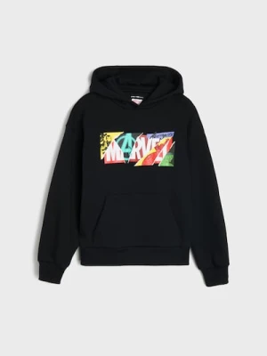 Sinsay - Bluza hoodie z nadrukiem Marvel - czarny