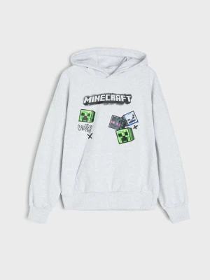Sinsay - Bluza hoodie z nadrukiem Minecraft - szary