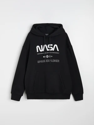 Sinsay - Bluza hoodie z nadrukiem NASA - czarny