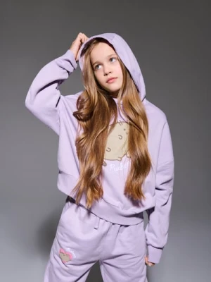 Sinsay - Bluza hoodie z nadrukiem Pusheen the Cat - fioletowy