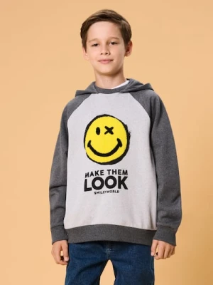 Sinsay - Bluza hoodie z nadrukiem SmileyWorld® - szary