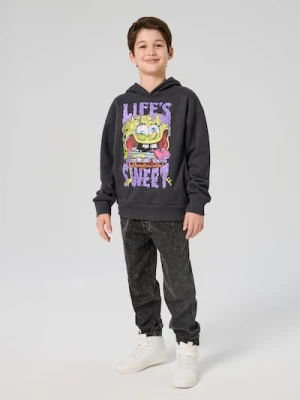 Sinsay - Bluza hoodie z nadrukiem SpongeBob SquarePants - czarny