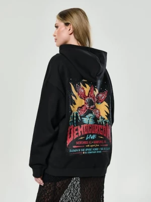 Zdjęcie produktu Sinsay - Bluza hoodie z nadrukiem z tyłu Stranger Things - czarny